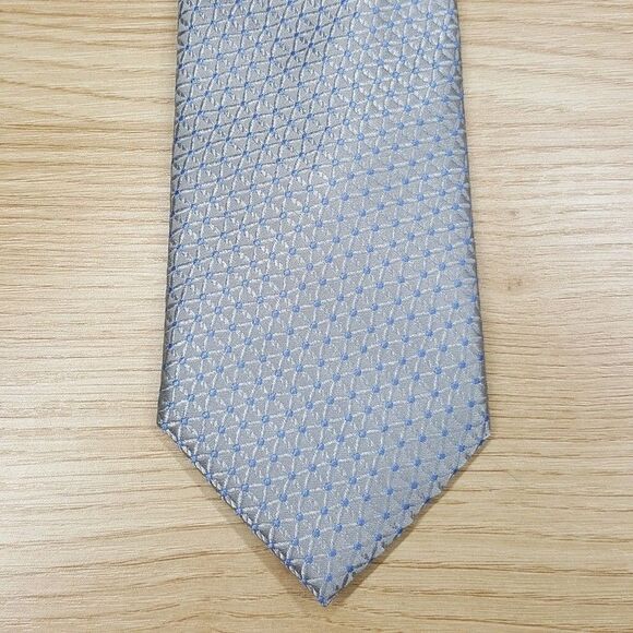 MICHAEL KORS Mens Neck Tie Silver Gray Micro Dot Classic Pointed Silk Blend - Picture 1 of 6